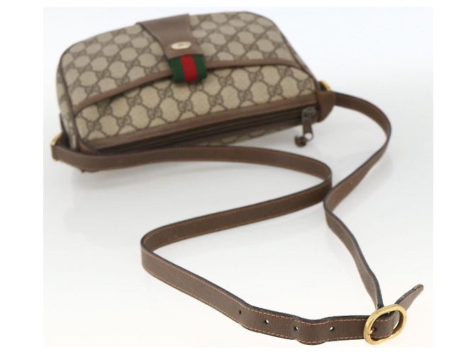 Borsa Gucci GG Supreme Web Sherry Line PVC Beige Oro 89 02 032 Auth YKZ450 D'oro - vista 7