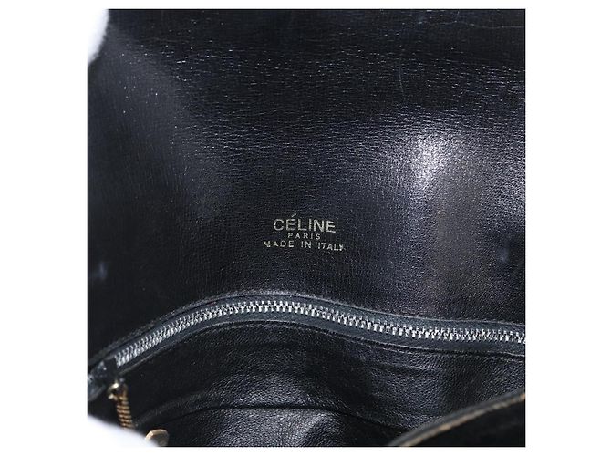 Céline Borsa a Spalla CELINE in Pelle Nera Oro Auth YKZ129 Nero D'oro - vista 15