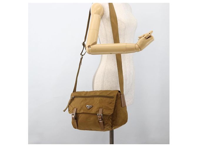 Borsa a Spalla PRADA in Nylon Marrone Argento Autentica bs34431 - vista 30