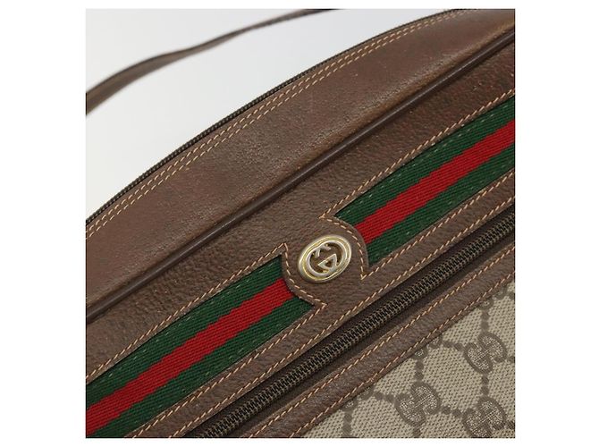 Borsa Sherry Line GG Supreme Web di GUCCI in PVC beige, oro e rosso 119 02 088 Auth YKZ1578 - vista 14