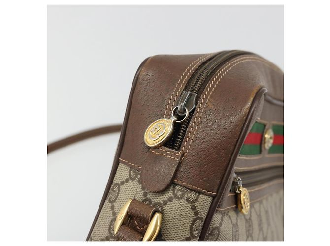 Borsa Sherry Line GG Supreme Web di GUCCI in PVC beige, oro e rosso 119 02 088 Auth YKZ1578 - vista 15