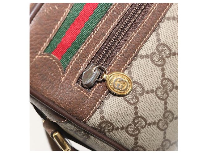 Borsa Sherry Line GG Supreme Web di GUCCI in PVC beige, oro e rosso 119 02 088 Auth YKZ1578 - vista 22