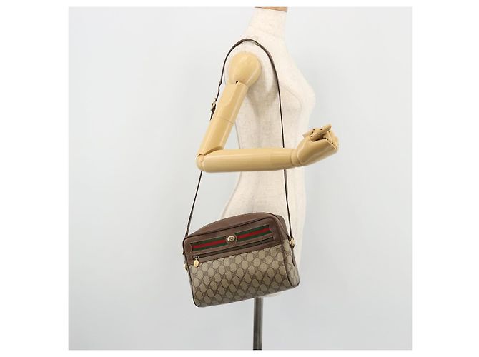 Borsa Sherry Line GG Supreme Web di GUCCI in PVC beige, oro e rosso 119 02 088 Auth YKZ1578 - vista 25