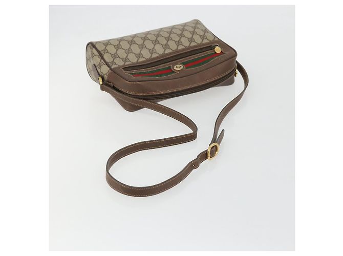 Borsa Sherry Line GG Supreme Web di GUCCI in PVC beige, oro e rosso 119 02 088 Auth YKZ1578 - vista 7