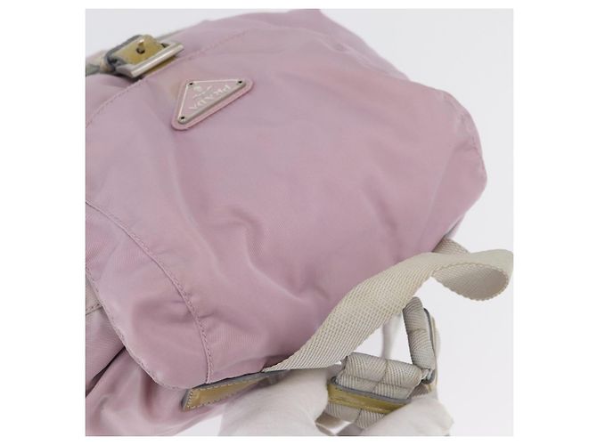 Zaino PRADA in nylon rosa argento Auth LNZ680 - vista 6