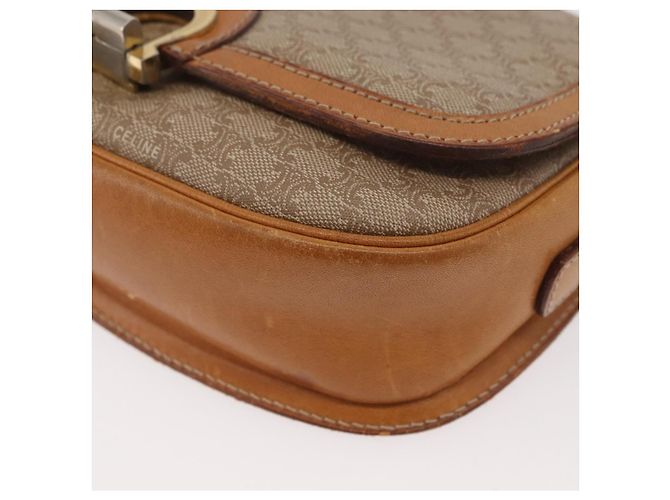 Céline Borsa a Spalla in Tela Macadam CELINE PVC Beige Oro Auth YKZ1092 D'oro - vista 11