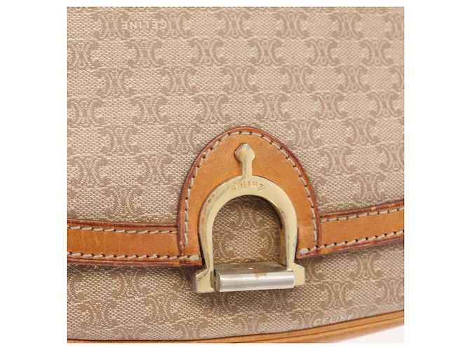 Céline Borsa a Spalla in Tela Macadam CELINE PVC Beige Oro Auth YKZ1092 D'oro - vista 14