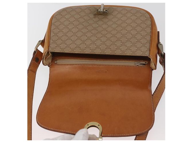 Céline Borsa a Spalla in Tela Macadam CELINE PVC Beige Oro Auth YKZ1092 D'oro - vista 15