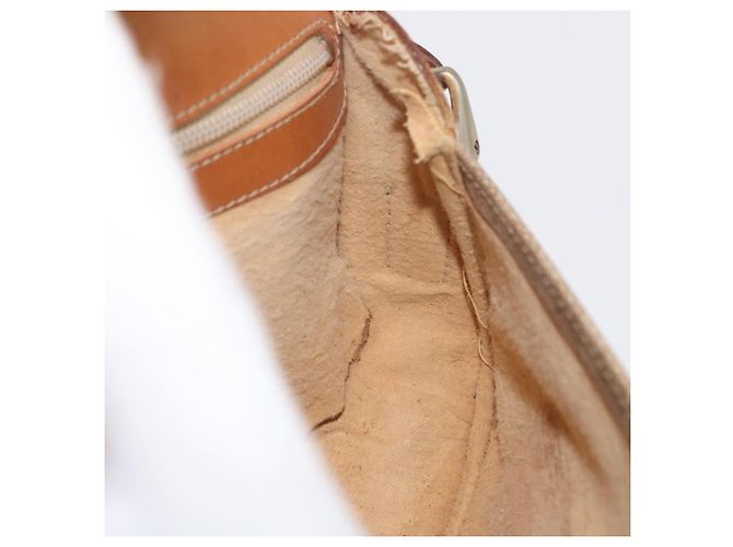 Céline Borsa a Spalla in Tela Macadam CELINE PVC Beige Oro Auth YKZ1092 D'oro - vista 18