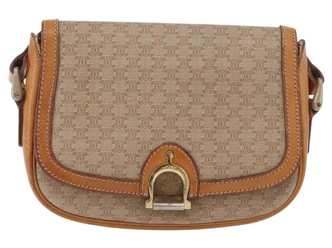 Céline Borsa a Spalla in Tela Macadam CELINE PVC Beige Oro Auth YKZ1092 D'oro - vista 2