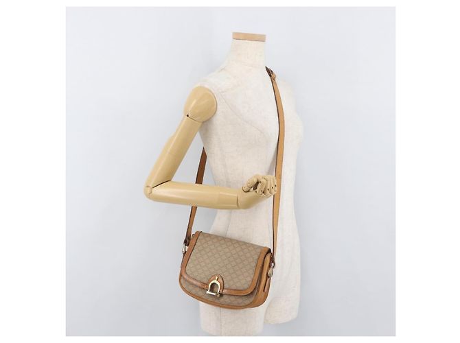 Céline Borsa a Spalla in Tela Macadam CELINE PVC Beige Oro Auth YKZ1092 D'oro - vista 22