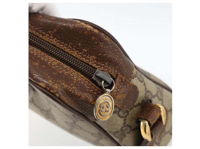 Borsa Sherry Line GG Supreme Web di GUCCI in PVC beige e oro 56 02 087 Auth BAZ694 D'oro - vista 14