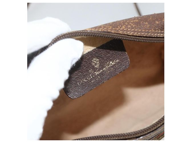Borsa Sherry Line GG Supreme Web di GUCCI in PVC beige e oro 56 02 087 Auth BAZ694 D'oro - vista 15