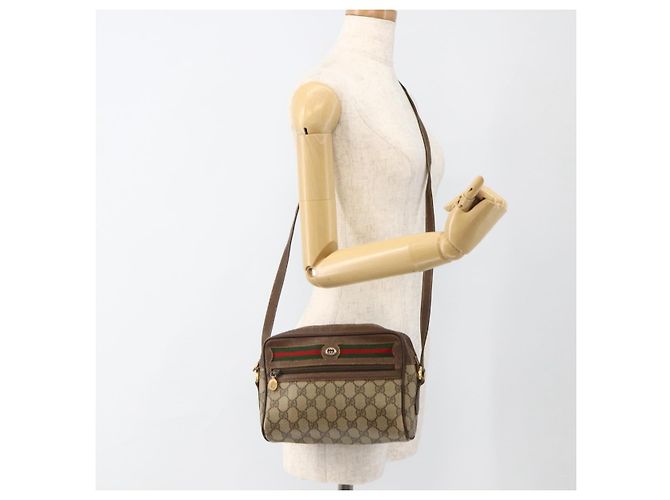 Borsa Sherry Line GG Supreme Web di GUCCI in PVC beige e oro 56 02 087 Auth BAZ694 D'oro - vista 21