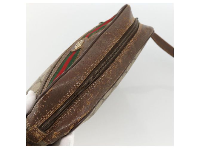Borsa Sherry Line GG Supreme Web di GUCCI in PVC beige e oro 56 02 087 Auth BAZ694 D'oro - vista 6