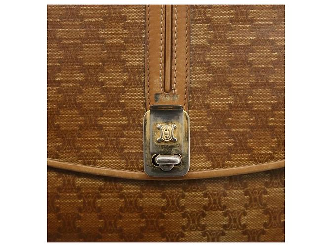 Céline Borsa a spalla in tela Macadam CELINE in pelle PVC beige oro Auth ARZ884 D'oro - vista 14