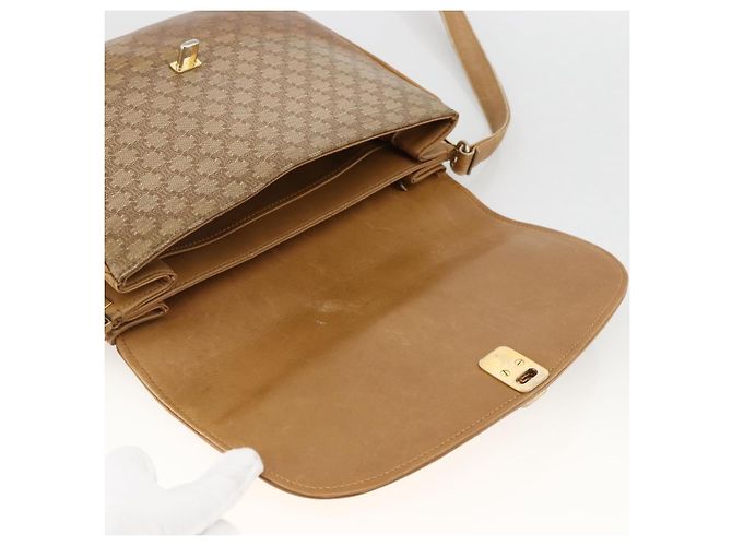 Céline Borsa a spalla in tela Macadam CELINE in pelle PVC beige oro Auth ARZ884 D'oro - vista 15