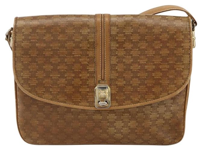 Céline Borsa a spalla in tela Macadam CELINE in pelle PVC beige oro Auth ARZ884 D'oro - vista 2