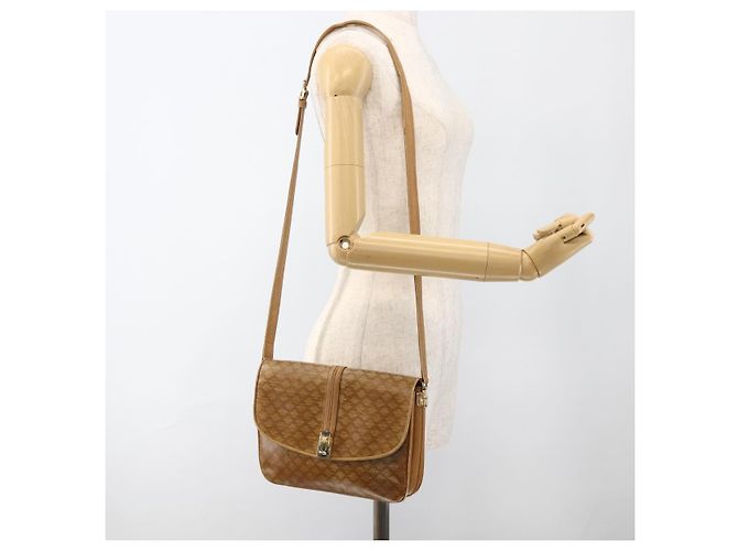 Céline Borsa a spalla in tela Macadam CELINE in pelle PVC beige oro Auth ARZ884 D'oro - vista 25