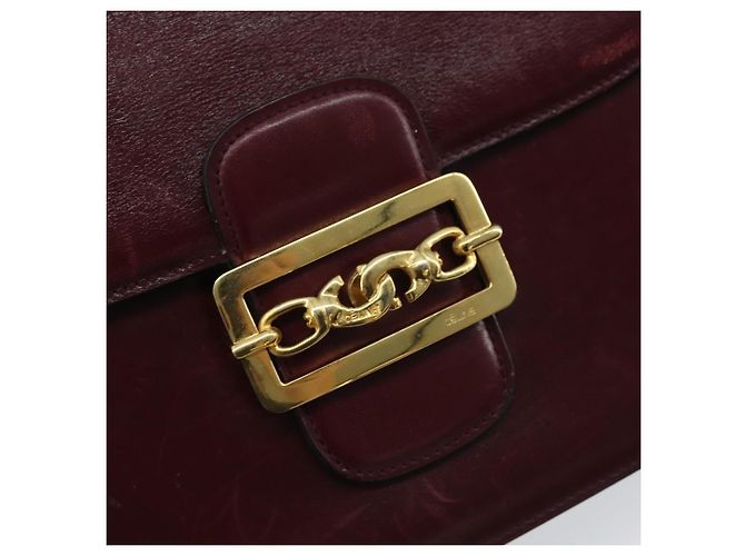 Céline Borsa a spalla CELINE in pelle bordeaux oro Auth YKZ314 D'oro Bordò - vista 15