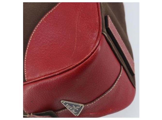PRADA Handtasche aus braunem Canvas mit silberner Authentizität YKZ137 - Ansicht 13
