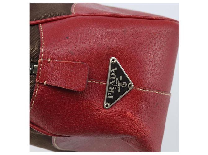 PRADA Handtasche aus braunem Canvas mit silberner Authentizität YKZ137 - Ansicht 14