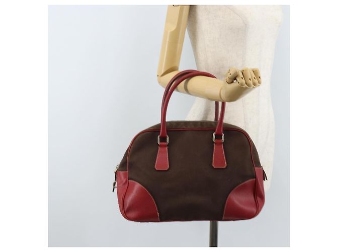 PRADA Handtasche aus braunem Canvas mit silberner Authentizität YKZ137 - Ansicht 23