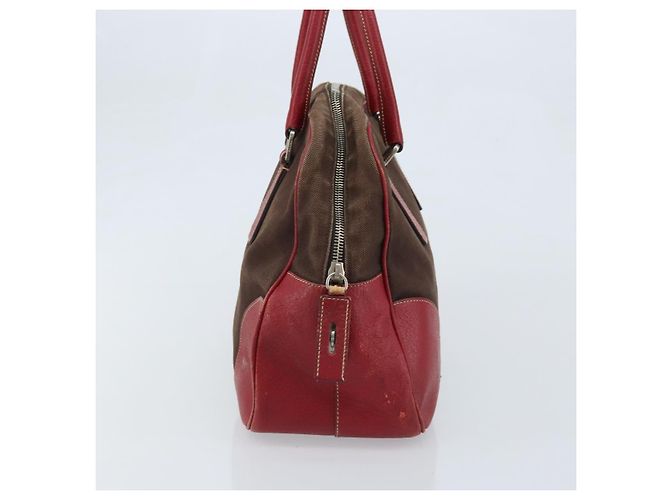 PRADA Handtasche aus braunem Canvas mit silberner Authentizität YKZ137 - Ansicht 5