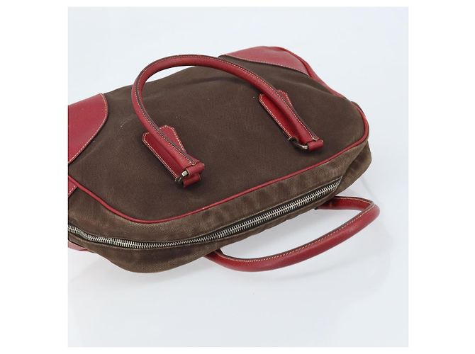 PRADA Handtasche aus braunem Canvas mit silberner Authentizität YKZ137 - Ansicht 6