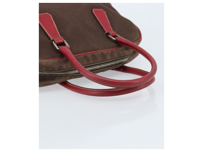 PRADA Handtasche aus braunem Canvas mit silberner Authentizität YKZ137 - Ansicht 7