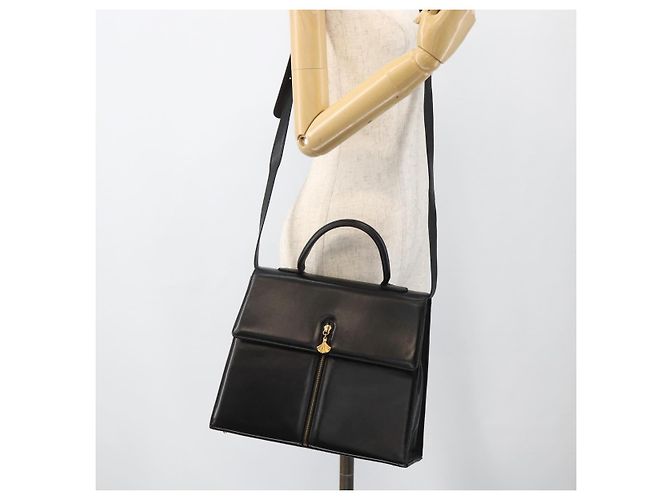 BALLY Borsa a mano in pelle 2 vie Nero Oro Auth ARZ827 D'oro - vista 24