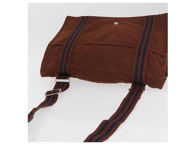 Hermès HERMES Borsa Fourre Tout a Spalla Cotone Marrone Argento Auth bs34324 - vista 6