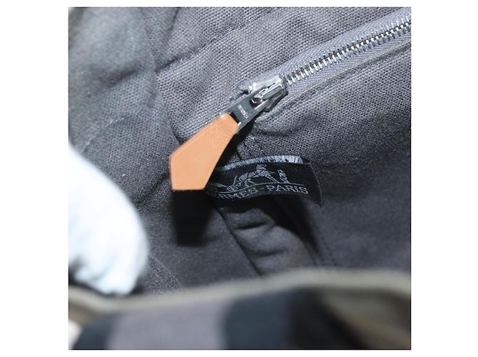 Hermès HERMES Fourre Tout PM Handtasche Canvas Grau Silber Auth BAZ508 Braun - Ansicht 15