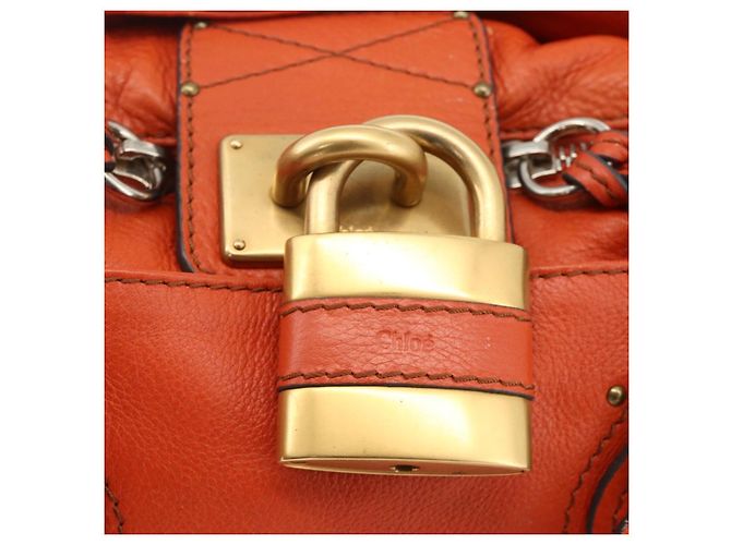 Chloé Borsa a mano Chloe Paddington in pelle arancione oro argento autentica YKZ1580SAM - vista 14