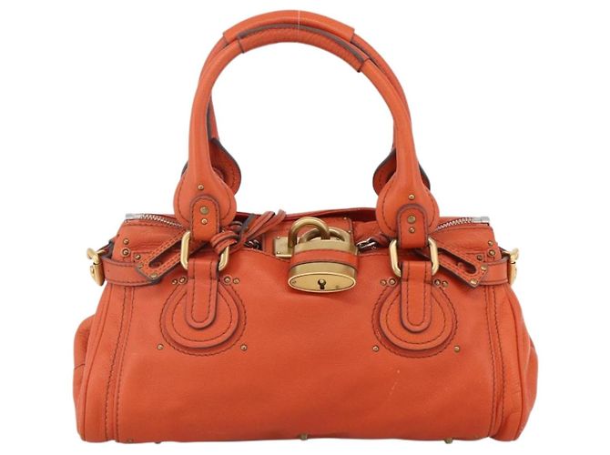 Chloé Borsa a mano Chloe Paddington in pelle arancione oro argento autentica YKZ1580SAM - vista 2