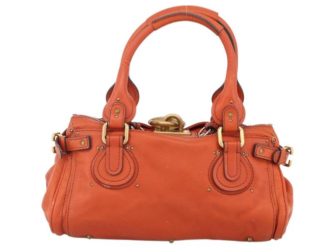 Chloé Borsa a mano Chloe Paddington in pelle arancione oro argento autentica YKZ1580SAM - vista 3