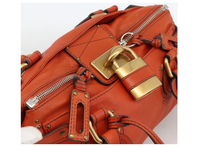 Chloé Borsa a mano Chloe Paddington in pelle arancione oro argento autentica YKZ1580SAM - vista 6