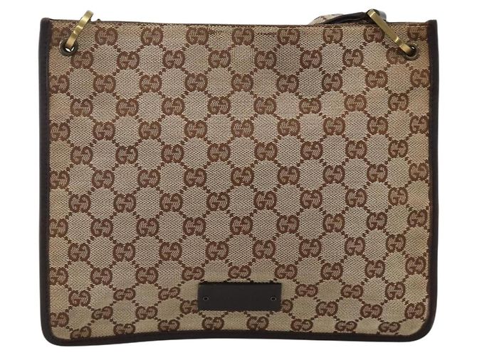 Borsa a Spalla GG Canvas Gucci Beige Oro 91762 Auth BAZ020 D'oro - vista 2