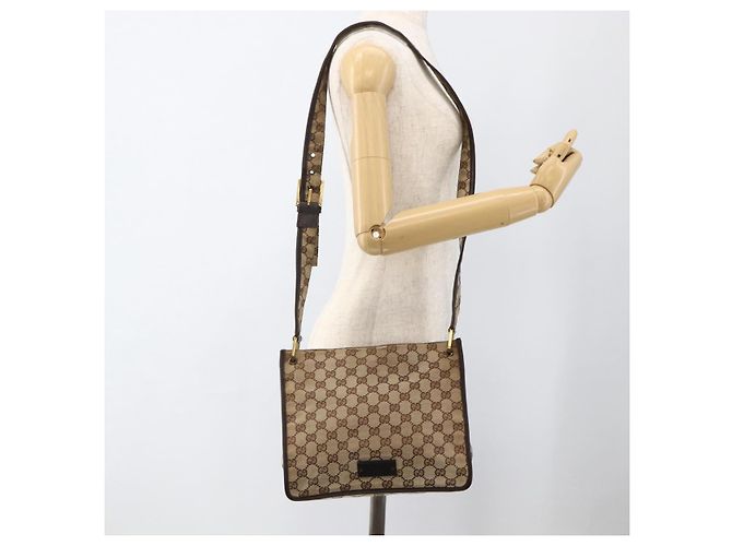 Borsa a Spalla GG Canvas Gucci Beige Oro 91762 Auth BAZ020 D'oro - vista 22
