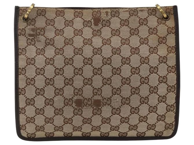 Borsa a Spalla GG Canvas Gucci Beige Oro 91762 Auth BAZ020 D'oro - vista 3
