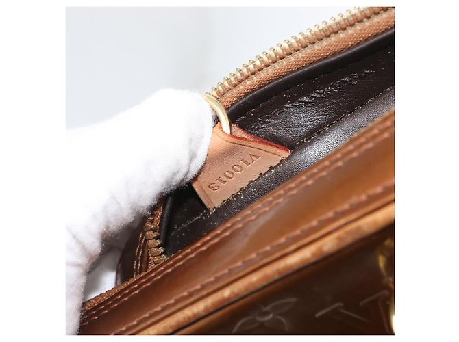 LOUIS VUITTON Borsa a Mano Monogram Vernis Van Damme Bronzo M91125 LV Auth YKZ119 - vista 12