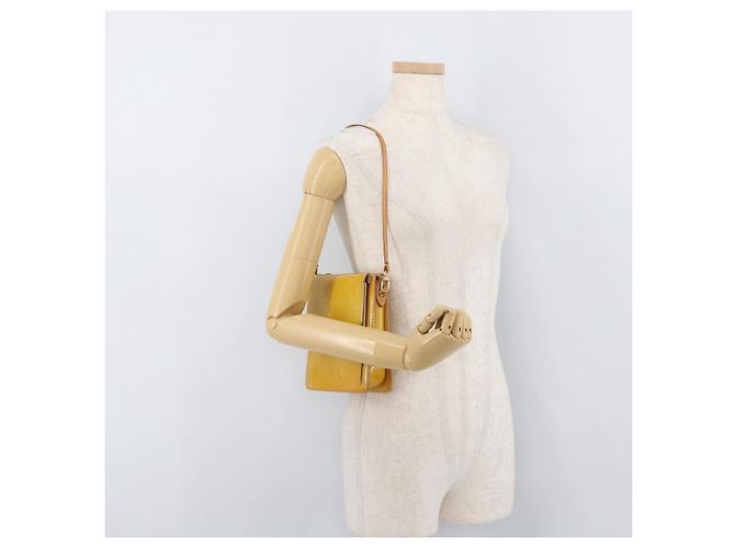 LOUIS VUITTON Bolsa de Accesorios Motto Monogram Vernis Beige M91136 LV Auth INZ016 - vista 22