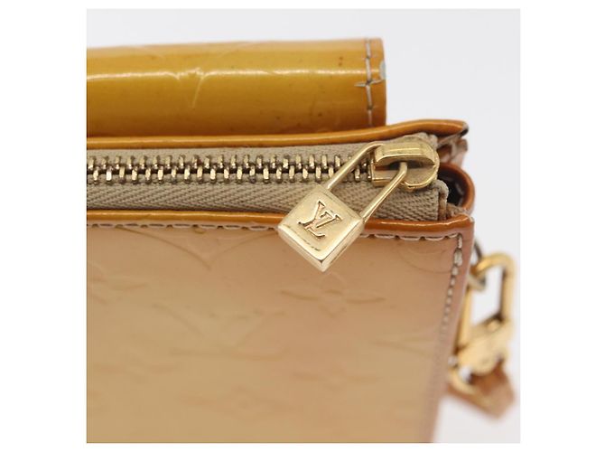 LOUIS VUITTON Bolsa de Accesorios Motto Monogram Vernis Beige M91136 LV Auth INZ016 - vista 9