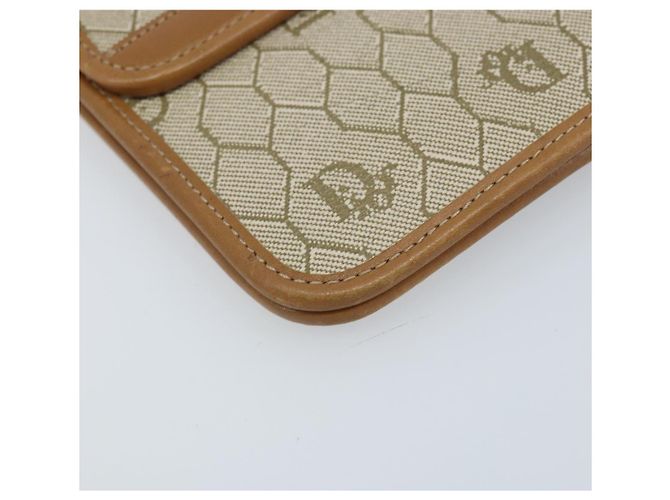 Christian Dior Bolsa de ombro em lona de favo de mel PVC bege dourado Auth ARZ784 - vista 11
