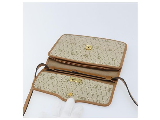 Christian Dior Bolsa de ombro em lona de favo de mel PVC bege dourado Auth ARZ784 - vista 16