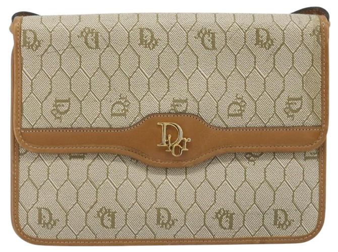 Christian Dior Bolsa de ombro em lona de favo de mel PVC bege dourado Auth ARZ784 - vista 2