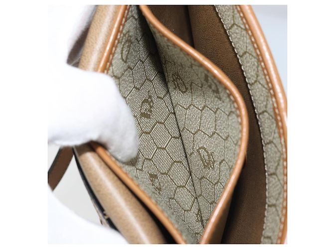 Christian Dior Bolsa de ombro em lona de favo de mel PVC bege dourado Auth ARZ784 - vista 21