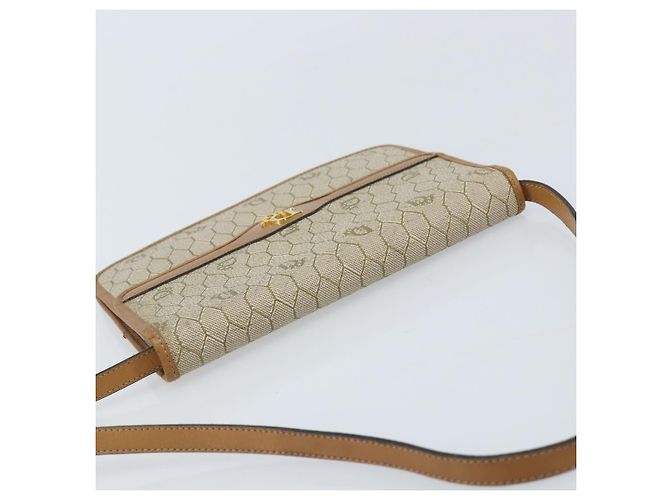 Christian Dior Bolsa de ombro em lona de favo de mel PVC bege dourado Auth ARZ784 - vista 6
