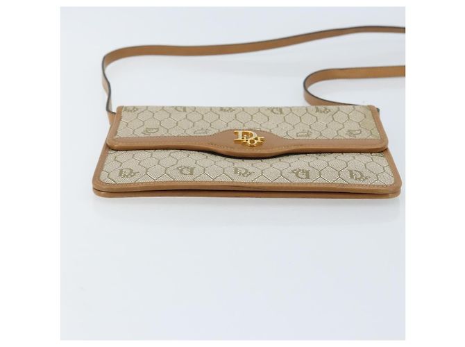 Christian Dior Bolsa de ombro em lona de favo de mel PVC bege dourado Auth ARZ784 - vista 9