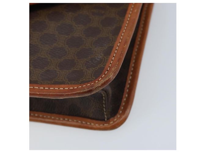 Céline Bolsa de ombro circular em lona Macadam CELINE em couro PVC marrom dourado Auth YKZ472 - vista 10